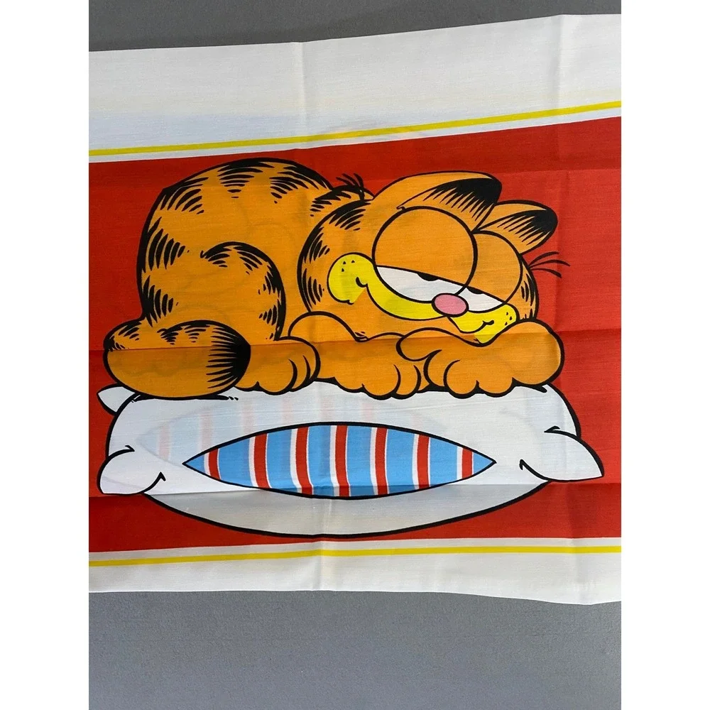 Vintage Garfield Pillowcase Burlington Caress 1978 Jim Davis Reversible Red Blue